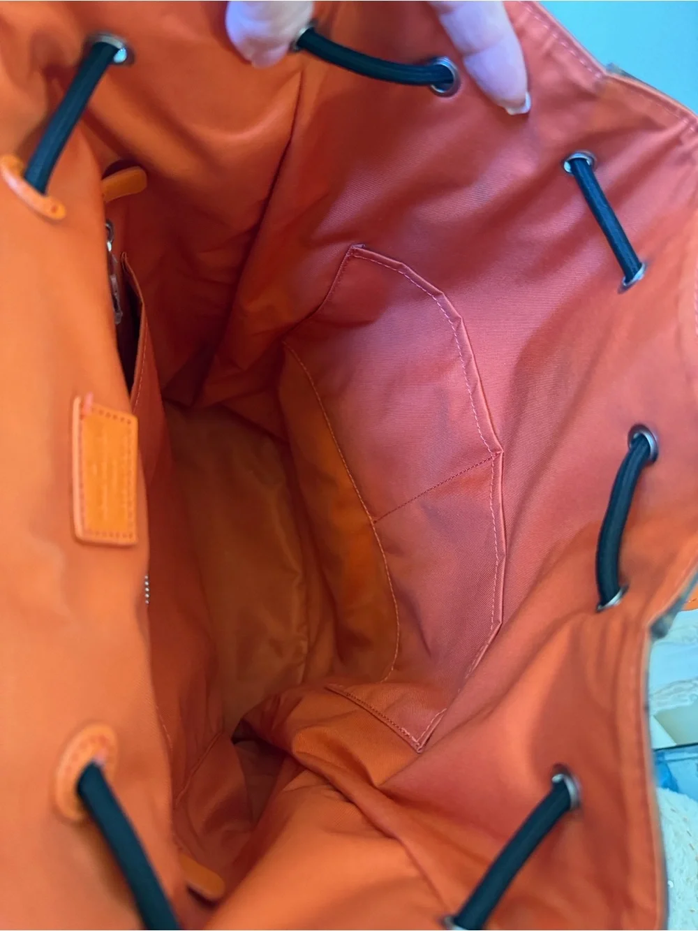 LUX inspired Brown Monogram Backpack with Orange Trim
